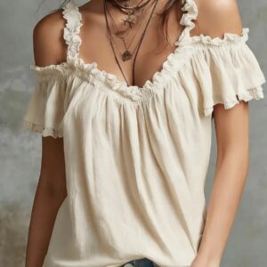 Cotton-linen Lotus-leaf Collar Casual Camisole