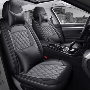 Full-Leather Diamond-Pattern Car Seat Cover Set