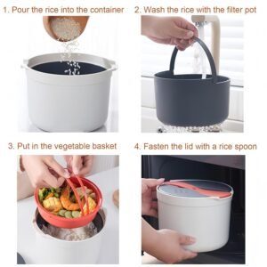 Microwave Rice Cooker, 2L Microwave Rice Pasta Cooker With Strainer Steamer