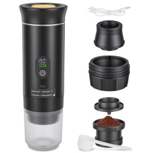 3 In 1 Portable Espresso Machine Cordless Self Heating Coffee Maker With 7500mAh Battery Heating 20Bar Pressure Anti Dry Burn Fit For Ground Coffee Capsules For Camping Hiking RV Home