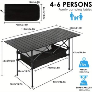 Folding Camping Table, Roll-up Ultra Compact Outdoor Portable Fold Up Lightweight Beach Table, With Large Storage And Carry Bag, For Outdoor Cooking, Picnic, Camp, Boat, Travel
