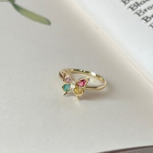 Summer New Arrival Zircon Ring, Natural Color Gem Couple Band, Minimalist Cold Style Luxury Open Index Finger Ring