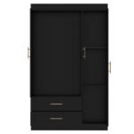 Shaker Style Classic Three-Door Wardrobe, Wood Bedroom Armoire With Hanging Rod And Shelves, Spacious Storage Closet, Modern Farmhouse Design