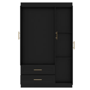 Shaker Style Classic Three-Door Wardrobe, Wood Bedroom Armoire With Hanging Rod And Shelves, Spacious Storage Closet, Modern Farmhouse Design