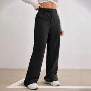 Thin Draping High-end Feel Loose-fitting Figure-flattering Black Straight-leg Wide-leg Pants