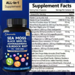 Sea Moss Black Seed Oil Ashwagandha & Burdock Root 19445mg Extra Strength Capsules - All-in-One Superfood Supplement For Immune Support, Energy & Vitality - 120 Capsules