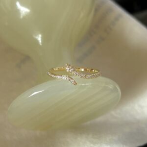 Retro Mid-Ancient Zircon Brushed Ring Elegant High-End Daily Accessory