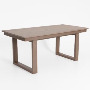 69 HDPE Outdoor Dining Table, Weather-Resistant, Seats 6, Space-Saving Chair-Push-In Design