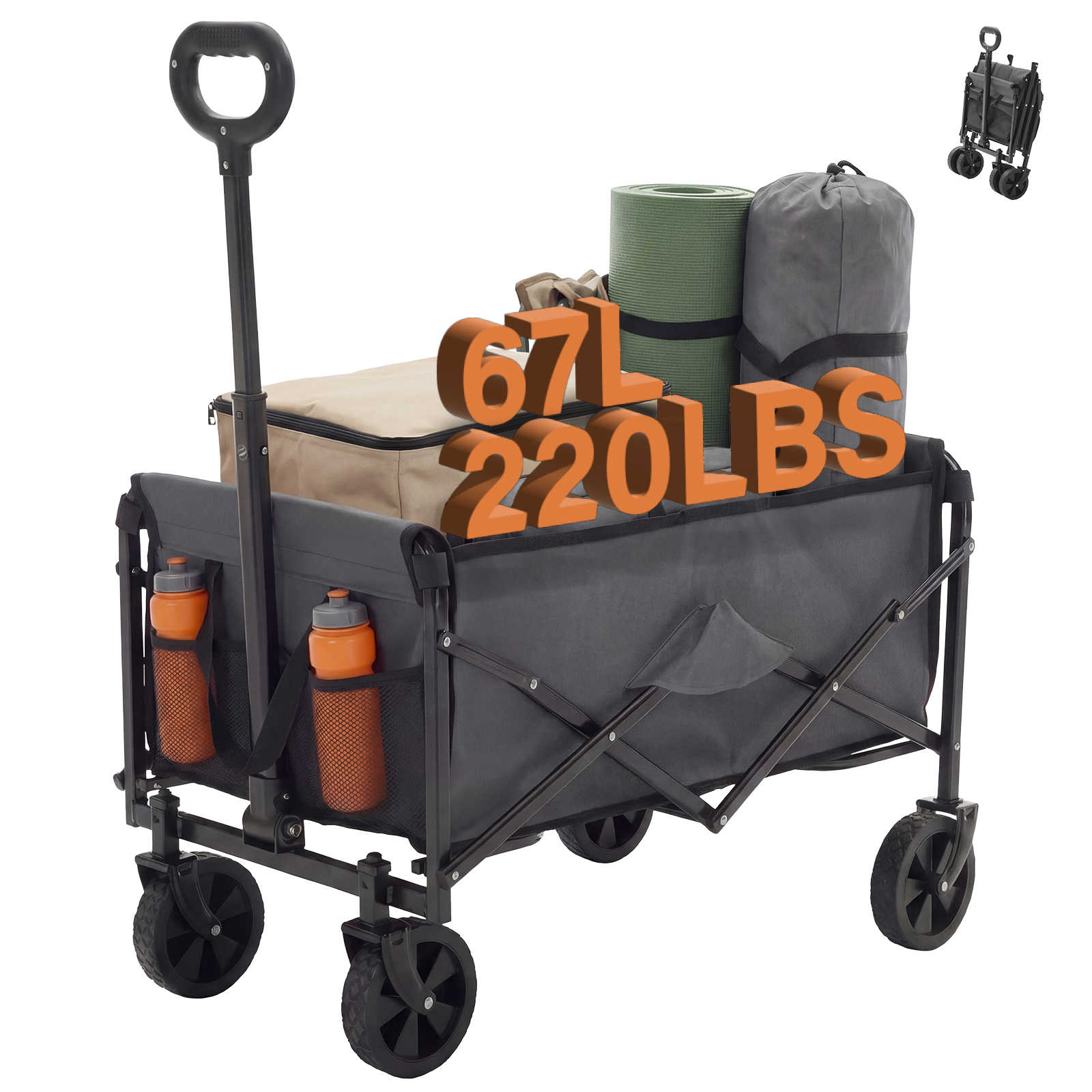 Foldable Trolley, With Wheels, Foldable, Large Capacity, 330 Pounds, Multi-functional Trolley, Heavy-duty Design, With Elastic Handles - Image 2