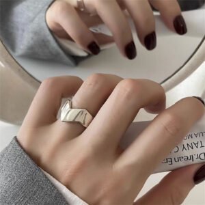 Vintage Thick 925 Sterling Silver Ring, Minimalist Luxe Anti-fade Daily Wear For Ladies
