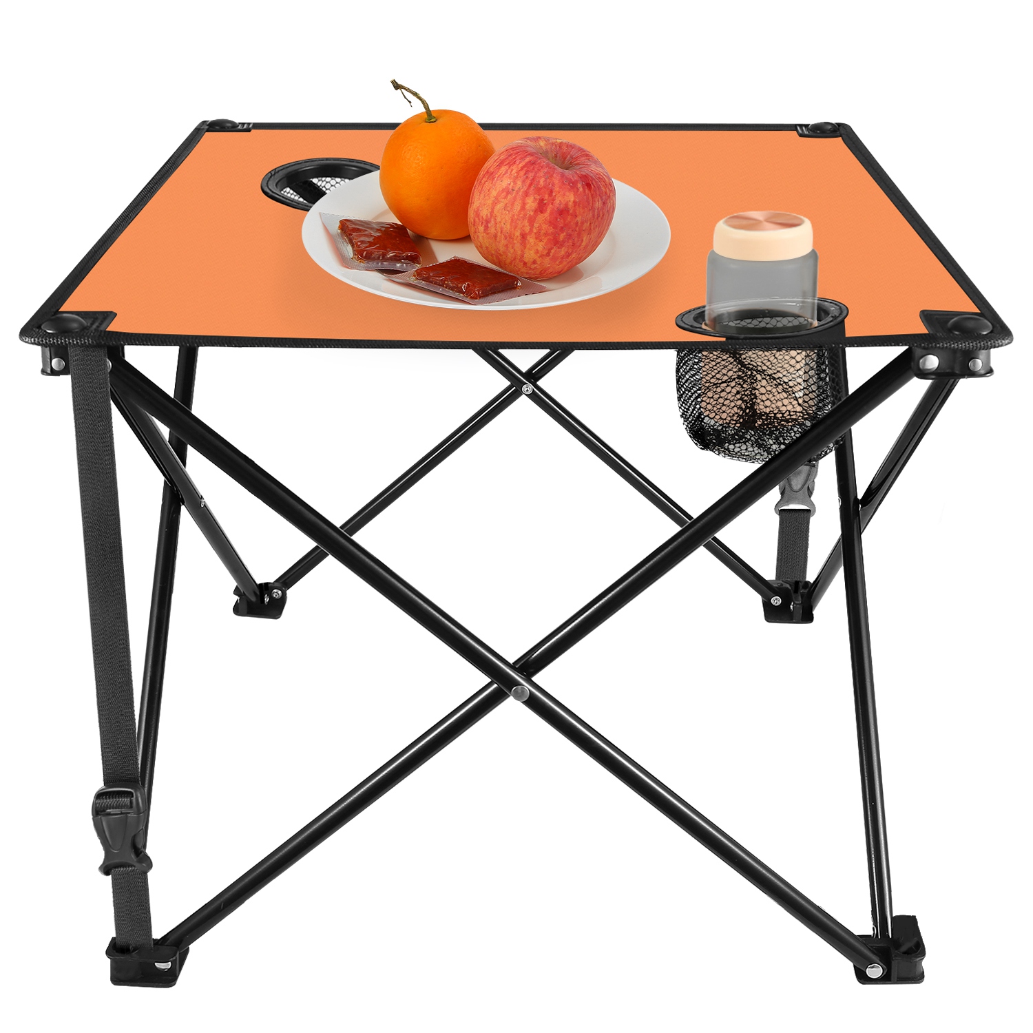 1Pc 2Pc Options Foldable Camping Table Portable Picnic Table Lightweight Travel Desk With 2 Cup Holders Carrying Bag Color Options Black Orange Green Red Blue Navy Blue - Image 24