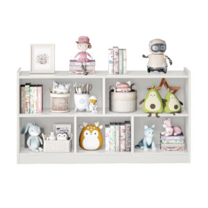 Wooden Storage Cabinet With 5 Sections, Montessori Kids Bookshelf And Toy Organizer For Nursery, Playroom & Classroom