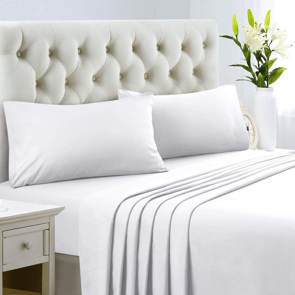 2000TC 4PCS Bed Sheet Set Single KSDouble Queen King Flat Fitted Pillowcases
