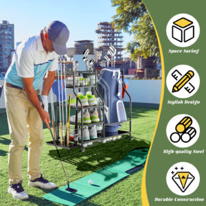 Golf Bag Storage Garage Organizer,Golf Club Bag Storage Rack For Garage, Extra Storage Rack For Golf Clubs,Golf Bag Organizer Fit For Garage,Shed,Basement