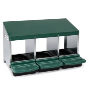 3 Compartment Roll Out Chicken Nesting Box With Plastic Basket, Egg Nest Box Chicken Laying Box Hens Chicken Coop Box, Green