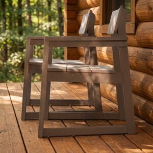 HDPE Outdoor Dining Armchairs, All-Weather Patio Chairs With Backrest & Armrests For Backyard, Deck, Porch, Garden Brown