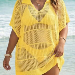 Women's Polo-Neck Blouse Plus-Size Beach Cover-Up