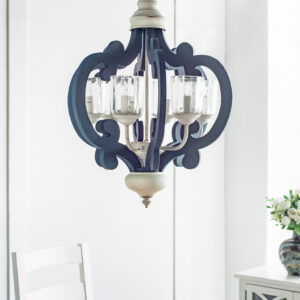 Wood Chandelier 6 - Light Farmhouse Pendant Lighting Natural Wood Hanging Light Fixture For Kitchen Living Dining Room Bulb Not Included