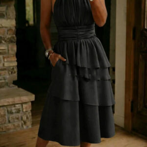 Women’s Casual Loose Solid-Colored Cotton Tank Dress