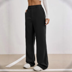 Thin Draping High-end Feel Loose-fitting Figure-flattering Black Straight-leg Wide-leg Pants