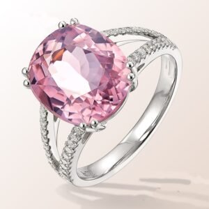 New European American Fashion Engagement Ring, Tourmaline Inlaid Jewelry