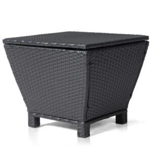 50x50x43cm Trapezoidal Shape, Reversible Cover, Black Rattan, Woven Edge Table
