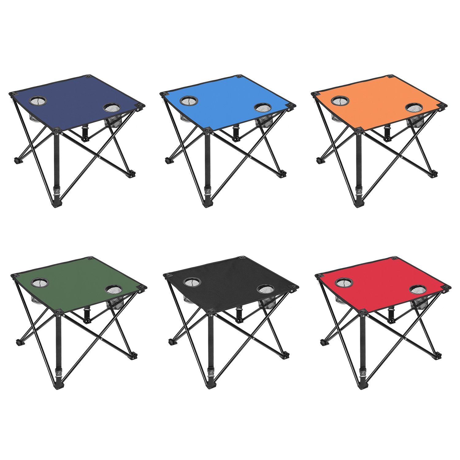 1Pc 2Pc Options Foldable Camping Table Portable Picnic Table Lightweight Travel Desk With 2 Cup Holders Carrying Bag Color Options Black Orange Green Red Blue Navy Blue - Image 7
