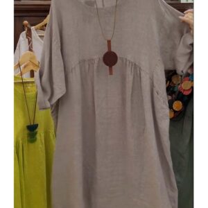 Cotton And Linen Womens Summer New Vintage Dress