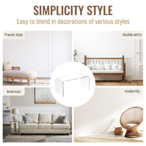 Coffee Table, 39inch Acrylic Long Rectangle Tea Table , Clear