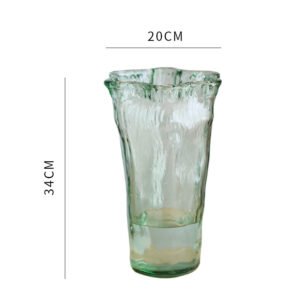 Wavy-mouth Glass Vase With And Lilies Arranged As An Floral Display