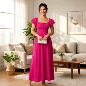 Skinny Waist Skirt Solid Color French Dress