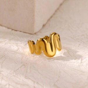 Elegant Delicate Women Band, Irregular Smooth Heart Titanium Steel Ring