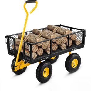 Heavy Duty Garden Cart, 1100 Lbs Large Capacity Steel Garden Cart, Utility Wagon Cart With Removable Sides And Rotating Handle, Outdoor Utility Wagon Suitable For Garden, Farm, Yard