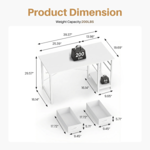 47-inch Computer Desk With Drawers, Featuring X-shaped Reinforcement Structure, Modern Wooden Study-work Desk With Side Hooks