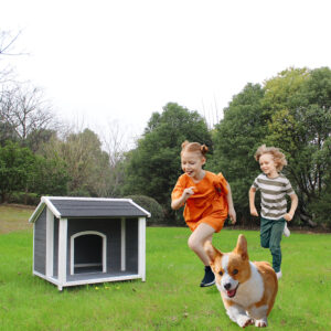 Outdoor Wooden Dog House, Waterproof Dog Cage, Windproof And Warm Dog Kennel, Dog Crates For Medium Dogs Pets Animals Easy To Assemble