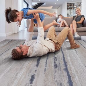PAYAS 2X8 Ivory Blue Striped Runner Rug