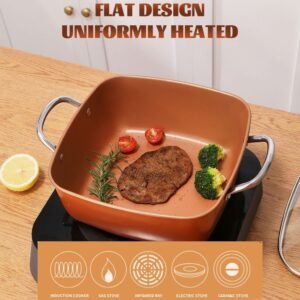 24cm Square Kitchen Fryer Non Stick Chip Pan Potato Fryer W Basket Cooking Pot