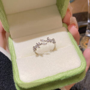 Electroplated Zircon Ring For Women, Niche Design, Adjustable Open Finger Ring