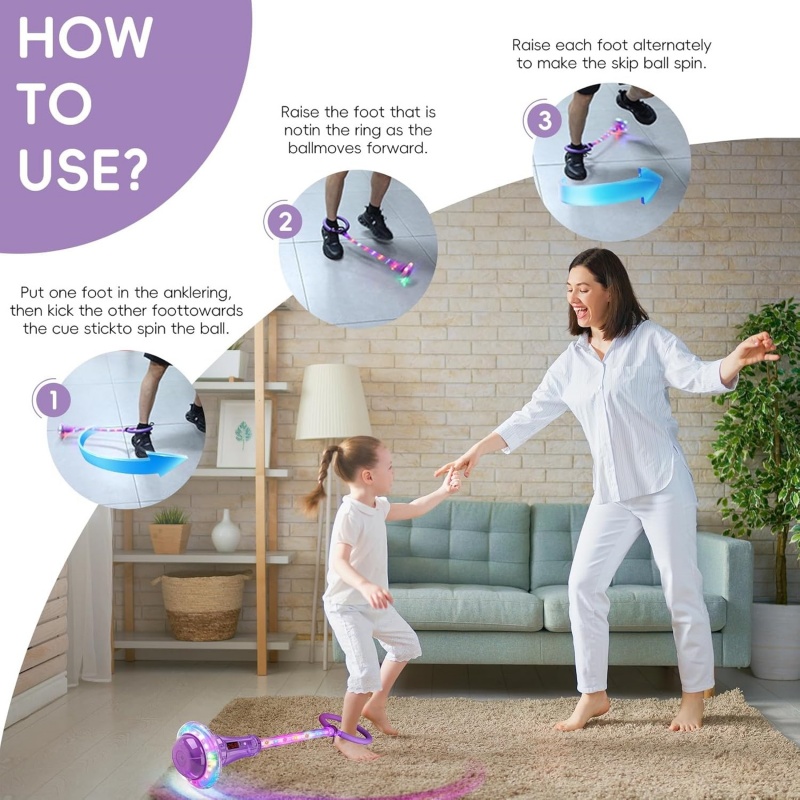 Ankle Skip Ball For Kids With Counter Timer Cal Calculator Girl Birthday Gifts-Purple - Image 10
