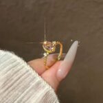Retro Mid-Ancient Zircon Brushed Ring Elegant High-End Daily Accessory