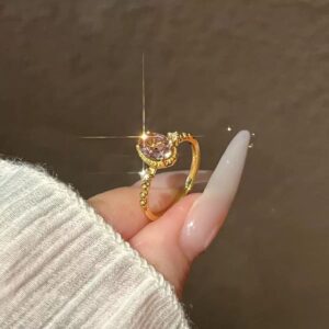 Retro Mid-Ancient Zircon Brushed Ring Elegant High-End Daily Accessory