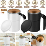 Digital Self Stirring Coffee Mug Auto Mixing Milk Tea Cup Magnetic Rechargeable Black