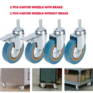 4 X Heavy Duty 1 00mm 240KG Rubber Swivel Castor Wheels Trolley Furniture Caster