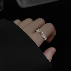 S925 Sterling Silver Lace Edge Ring For Women, Elegant & Premium Niche Design, Hollow Heart Open Index Finger Ring, Trendy