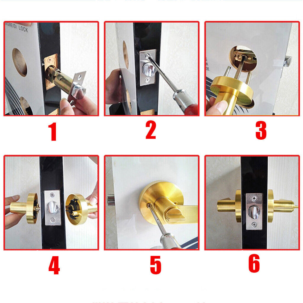 Home Entry Lever Three-Handle Door Lock Set Bathroom Entrance Passage W 3 Keys