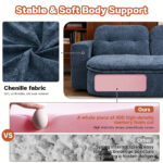 Modern Floor Sofa With 2 Pillows,Convertible Corduroy Fabric Foam-Filled Sleeper Sofa Bed, No Assembly Required,Convertible Sofa Cushion Unfolds Into Quilt,Folding Mattress For Living Room,Playroom