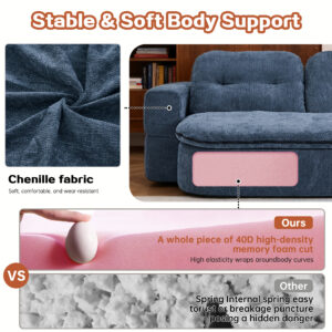 Modern Floor Sofa With 2 Pillows,Convertible Corduroy Fabric Foam-Filled Sleeper Sofa Bed, No Assembly Required,Convertible Sofa Cushion Unfolds Into Quilt,Folding Mattress For Living Room,Playroom