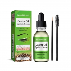 West&Month Castor Oil Eyelash Serum, Natural Slender Long Moist Curl Gentle Black Dense Beautiful