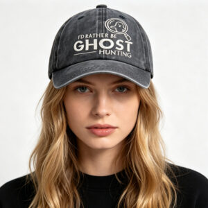 2pcs Ghost Hunting Baseball Cap, Embroidered Washed Cotton Hat, Retro Unisex Cap For Paranormal Fans
