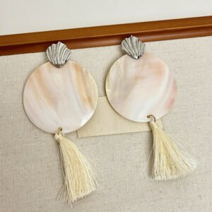 Shell-shaped Round Tassel Earrings And Necklace Jewelry Set